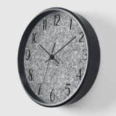 Silber Glitter Schwarz Zahl Uhr (Winkel)