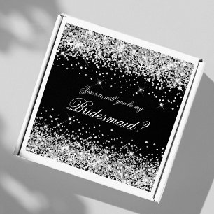 Silber Glitter Schwarze Brautjungfer Vorschlag Ges Aufkleber