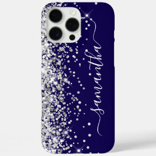 Silber Glitter Schwarze Mädchen-Signatur iPhone 16 Pro Max Hülle