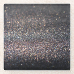 Silber Glitter: Schwarzes Bokeh Weihnachten Glasuntersetzer