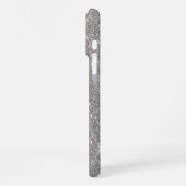 Silber Glitter schwarzes Monogramm iPhone Hülle (Linke Seite)