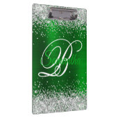 Silber Glitter Smaragdgrün Folie Fancy Monogramm Klemmbrett (Rechts)