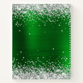 Silber Glitter Smaragdgrün Folie Fancy Monogramm Notizblock (Rückseite)