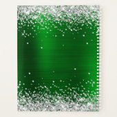 Silber-Glitter-Smaragdgrüne-Folie-Fancy-Monogramm Planer (Rückseite)