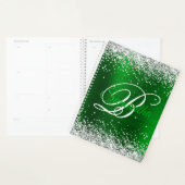 Silber-Glitter-Smaragdgrüne-Folie-Fancy-Monogramm Planer (Anzeige)