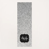 Silber-Glitter-Sparkles-Monogramm Yogamatte (Vorderseite)