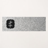 Silber-Glitter-Sparkles-Monogramm Yogamatte (Vorderseite (Horizontal))