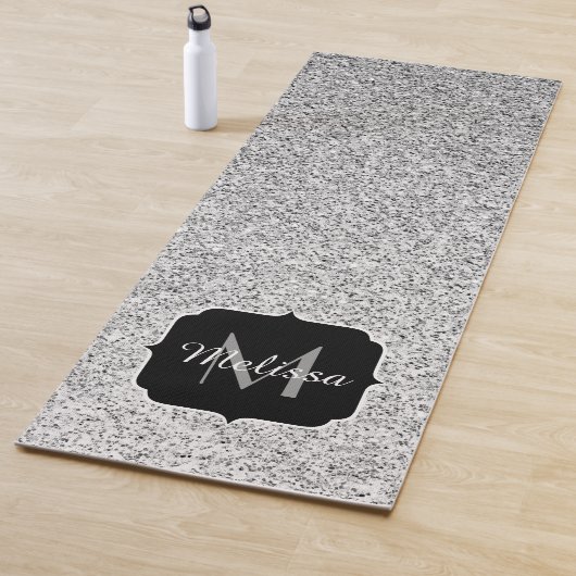 Silber-Glitter-Sparkles-Monogramm Yogamatte (Beispiel)