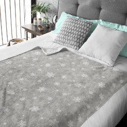Silber Glitter Sterne Schneeflocken Fleece-Decke Fleecedecke