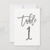 Silber Glitter Trendige moderne Schrift Tisch Numm Einladung (Rückseite)