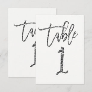 Silber Glitter Trendige moderne Schrift Tisch Numm Einladung