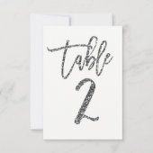 Silber Glitter Trendige Moderne Schrift Tisch Numm Einladung (Vorderseite)