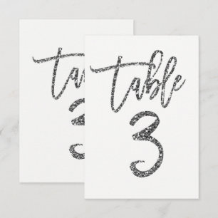 Silber Glitter Trendige moderne Schrift Tisch Numm Einladung