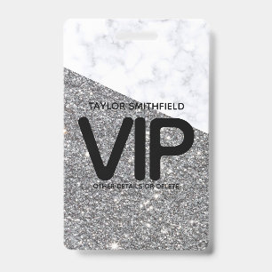 Silber Glitter trendiges VIP-Bandanhänger-Abzeiche Ausweis