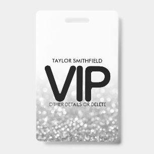Silber Glitter trendiges VIP-Bandanhänger-Abzeiche Ausweis