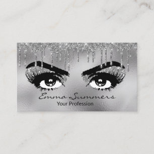 Silber-Glitter-Tropfen Augenbraue Wimpern Make-up Visitenkarte