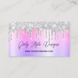 Silber-Glitter-Tropfen Multi-Ombre Online-Shop Visitenkarte
