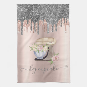Silber Glitter Tropfen Retro Mixer Blume Roségold Geschirrtuch