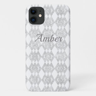 Silber-Glitter-Überlapp-Diamantmuster Personalisie Case-Mate iPhone Hülle