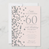 Silber Glitter Überraschung 60. Geburtstag Blush R Einladung (Vorderseite)