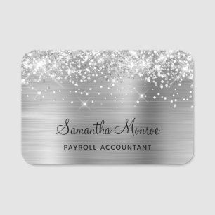 Silber Glitter und Folie Namensschild