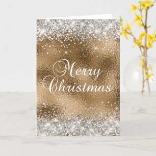 Silber Glitter und Gold Glasfolie Frohe Weihnachte Karte