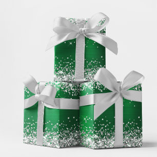 Silber-Glitter und hellgrüner Ombre-Folie für die  Geschenkpapier Set
