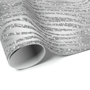 Silber Glitz Zebra Print Geschenkpapier