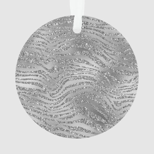 Silber Glitz Zebra Print Ornament (Rückseite)