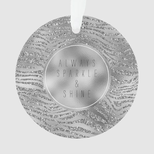 Silber Glitz Zebra Print Ornament (Vorderseite)