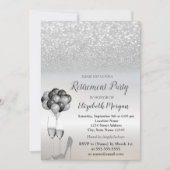 Silber-Glitzer, Ballons, Party für hohe Fersenruhe Einladung (Vorderseite)