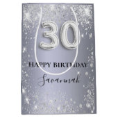 Silber-Glitzer-Drehbuch zum 30. Geburtstag Mittlere Geschenktüte (Vorderseite)