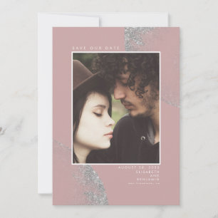 Silber Glitzer Dusty Pink  Foto Save The Date
