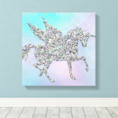 Silber Glitzer Einhorn auf Pastel Leinwanddruck (Insitu (Holzboden))