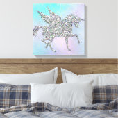 Silber Glitzer Einhorn auf Pastel Leinwanddruck (Insitu (Schlafzimmer))