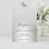 Silber-Glitzer-Folie aus Metall Empfang Begleitkarte (Stehend Vorderseite)