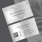 Silber Glitzer funkelt Staub elegant QR-Code Visitenkarte