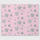 Silber Glitzer Glitzern Sternmuster hellrosa Geschenkpapier (Flach)