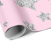 Silber Glitzer Glitzern Sternmuster hellrosa Geschenkpapier (Rolleneckpunkt)