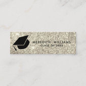 Silber Glitzer Grad Cap Abschluss Beilage Mini Visitenkarte (Vorderseite)