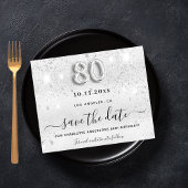 Silber Glitzer Haushalt Save the Date 80. Geburtst Flyer