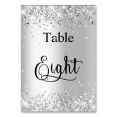 Silber-Glitzer-Kalligrafie-Tabelle 8 Tischnummer (Rückseite)