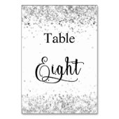 Silber-Glitzer-Kalligrafie-Tabelle 8 Tischnummer (Vorderseite)