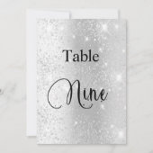 Silber-Glitzer-Kalligrafiestabelle 9 Einladung (Vorderseite)