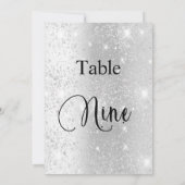 Silber-Glitzer-Kalligrafiestabelle 9 Einladung (Rückseite)