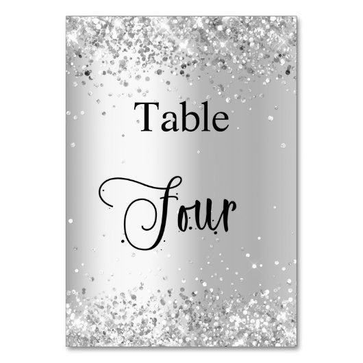 Silber-Glitzer-Kalligraphie Tabelle 4 4 Tischnummer (Rückseite)