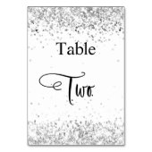 Silber-Glitzer-Kalligraphie Tabelle zwei Tischnummer (Vorderseite)