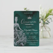 Silber Glitzer Kleid, Karo Grün Sweet 15 in Einladung (Stehend Vorderseite)