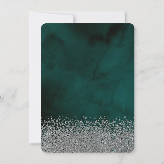 Silber Glitzer Kleid, Karo Grün Sweet 15 in Einladung (Rückseite)