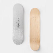 Silber-Glitzer-Leuchten Personalisiert Skateboard (Vorderseite)